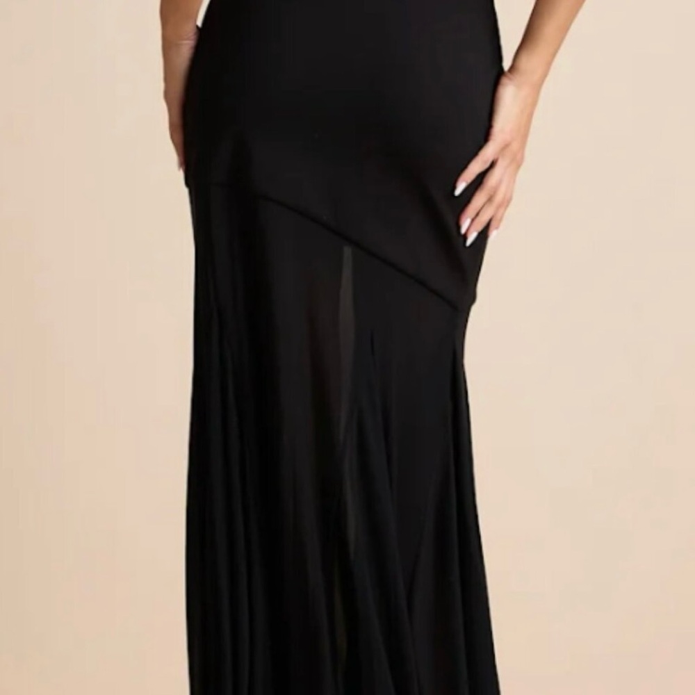 NWT - Lulus Compelling Elaris Mixed Media Black Strapless A-Line Maxi Dress - Picture 5 of 9